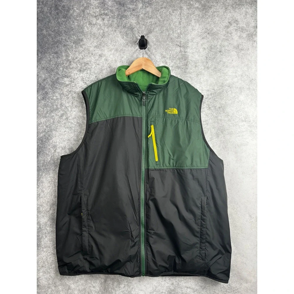 The North Face Men's Trinity Reversible Fleece Vest Green Black Size XXL